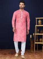Cotton Dark Pink Traditional Wear Digital Printed Kurta Pajama